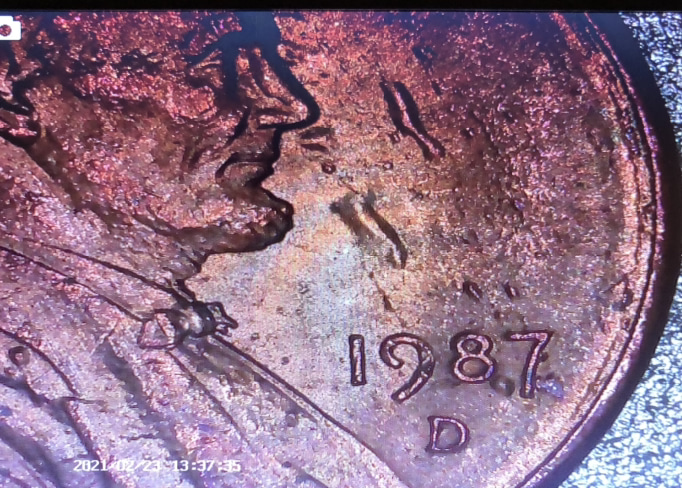 1987-D-Penny-With-Possible-Plating-Blisters?